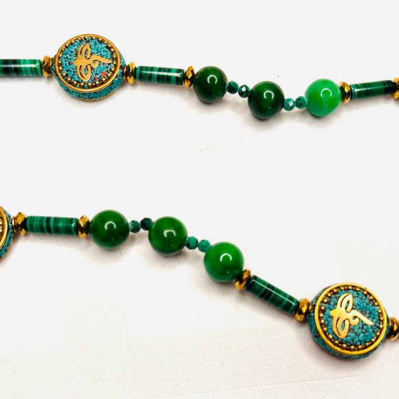 💚 Handmade Jade & Malachite Necklace – Tibetan Ethno Style by Sana Biden - Picture 2 of 6
